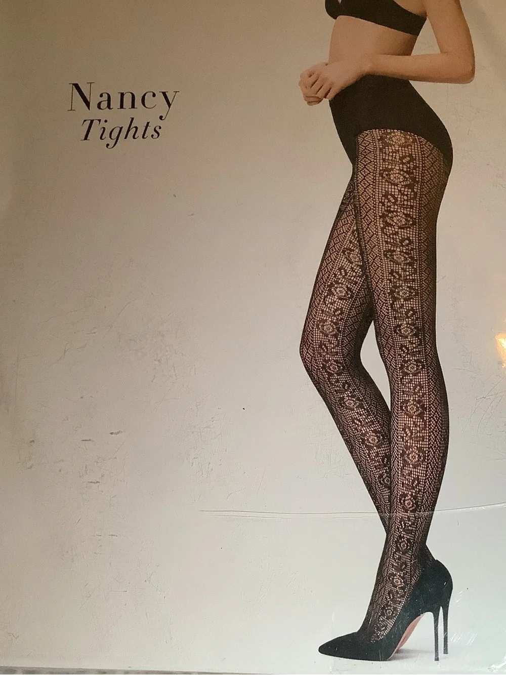 Wolford Nancy tights, graphic net pattern, color black, size: M